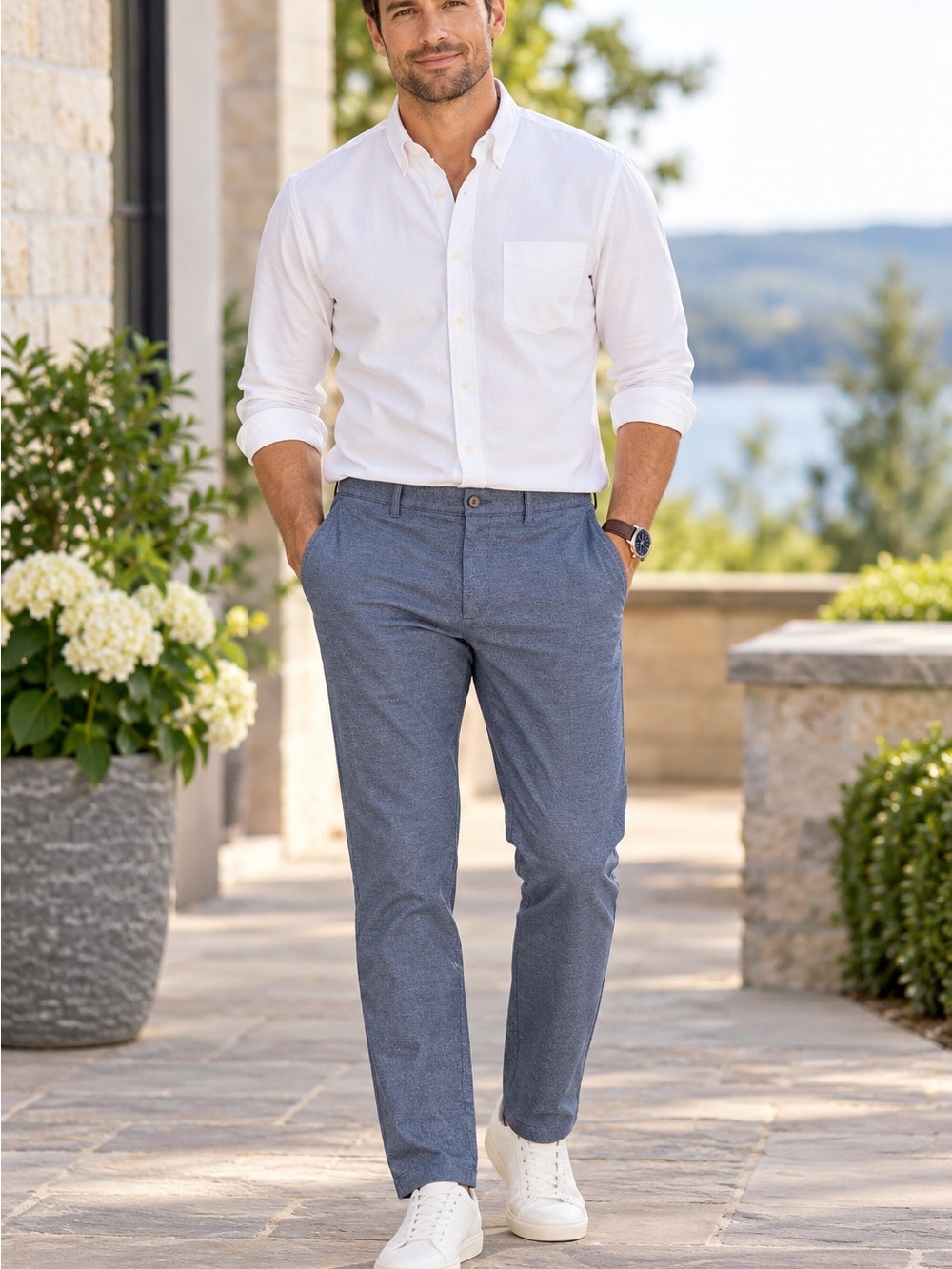 NWT J Crew Flex Slim Pants Mens 36x32 Blue Stretch Cotton Chino Preppy Office